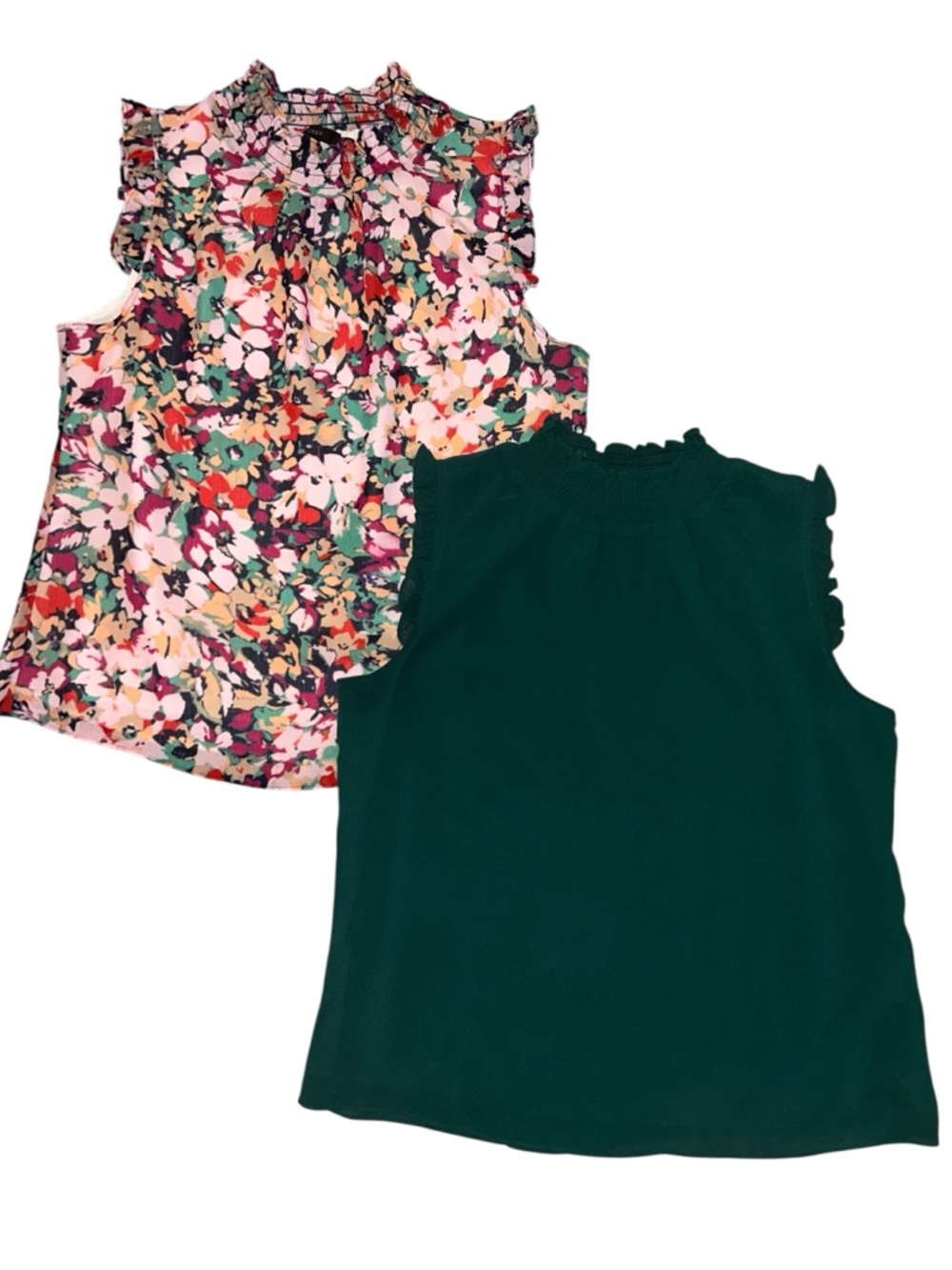 J.Crew Smocked Neck Ruffle Sleeveless Blouse Bundle Chic Girlhood Core Small